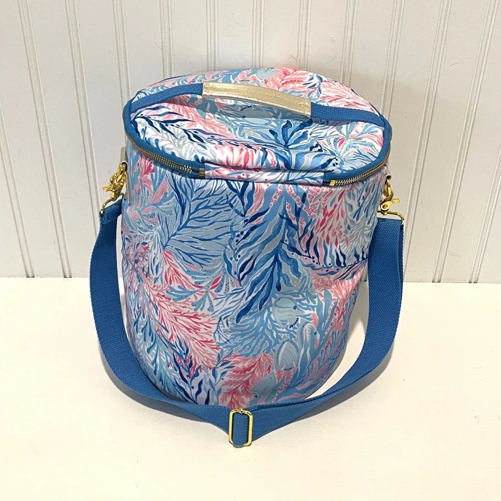 Lilly Pulitzer Insulated Cooler Bag Womens OS Blue Pink‎ Tropical Beachy Preppy